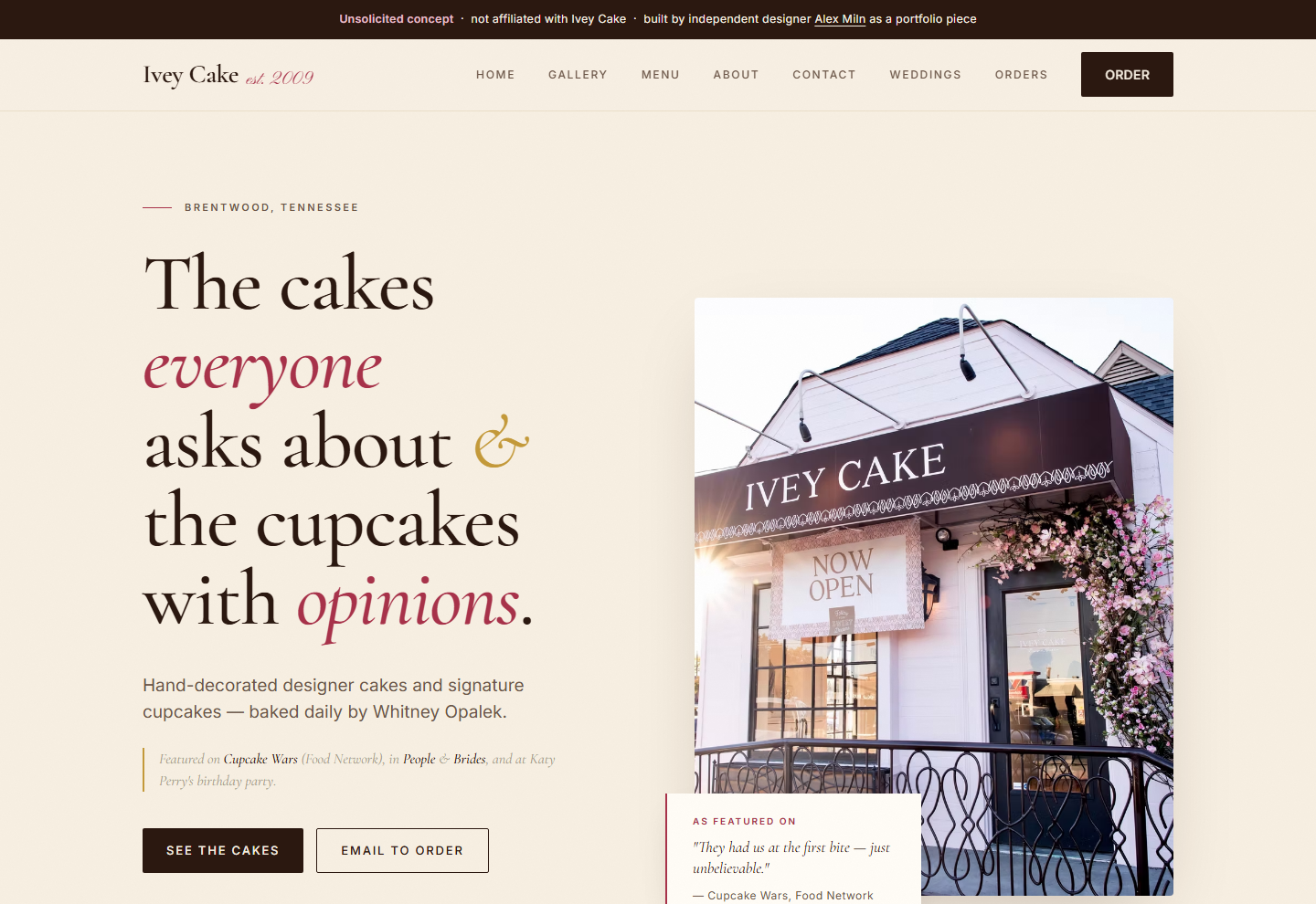 Ivey Cake redesign concept preview